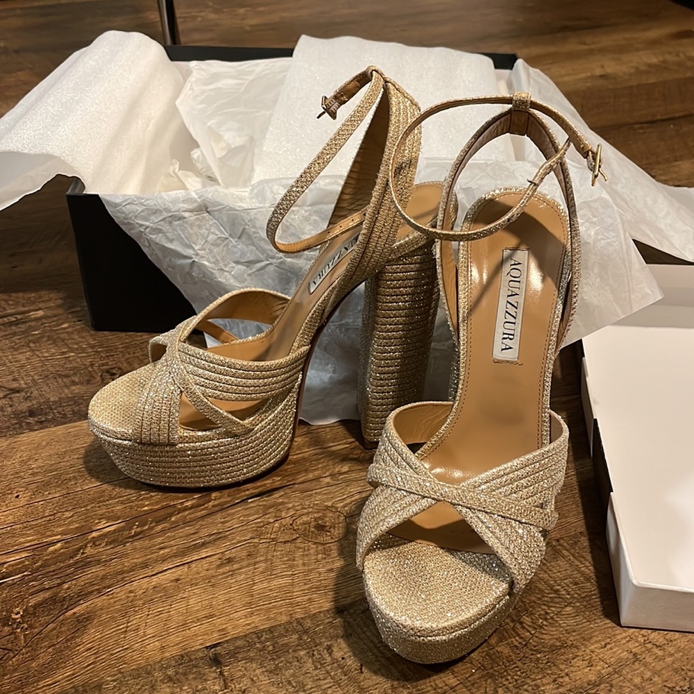 Aquazurra Sundance Pateau 140 Rose Gold size 37